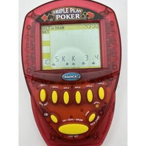Radica Triple Play Poker Electronic Handheld Game Tested Works. Vintage 2000